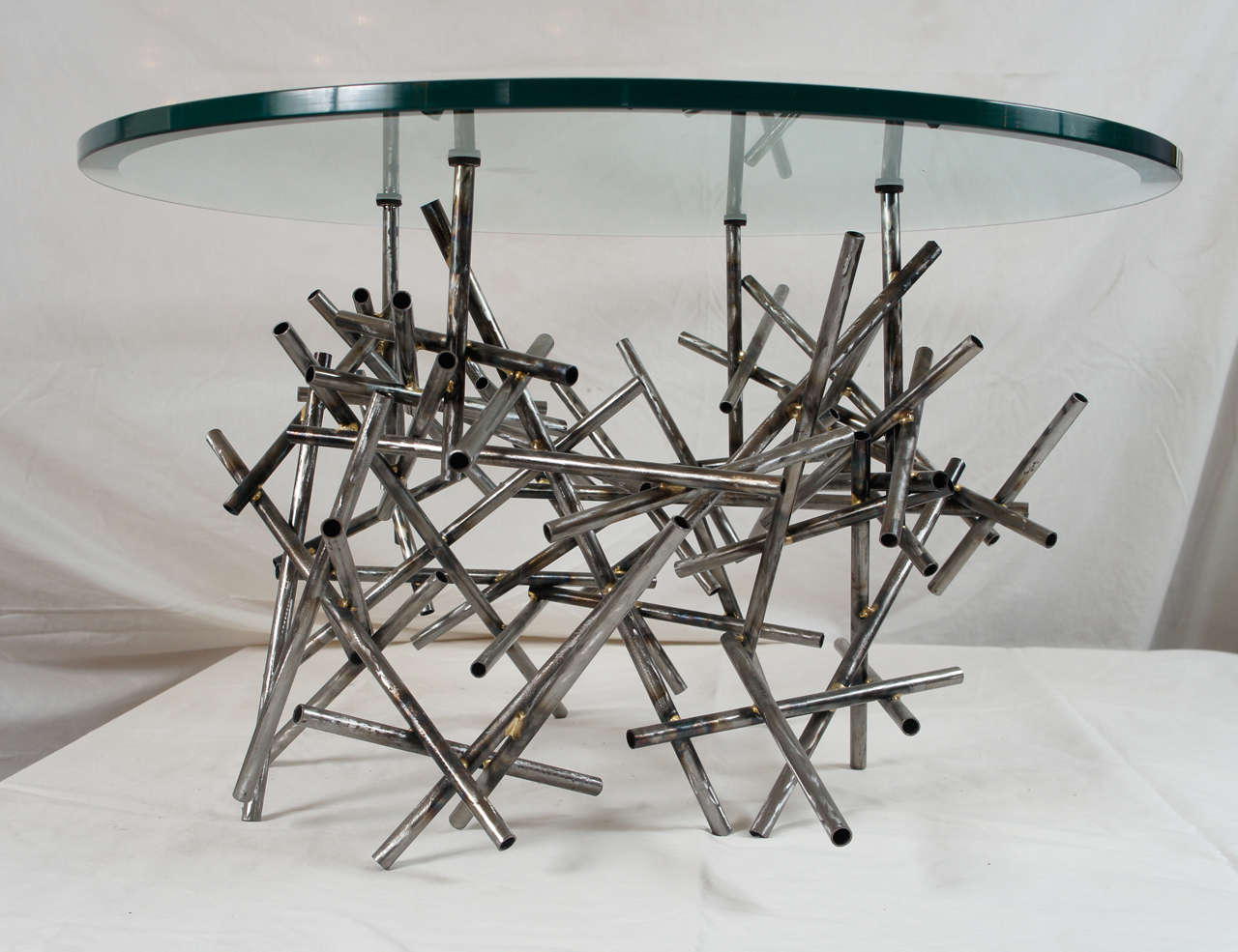 Original Custom Sculptural Coffee Table, in Textured Steel, by Lou Blass For Sale at 1stdibs