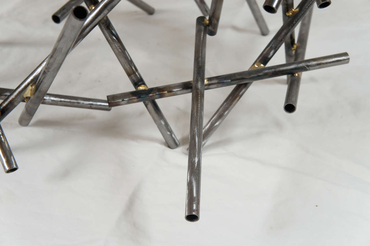 Original Custom Sculptural Coffee Table, in Textured Steel, by Lou Blass For Sale at 1stdibs