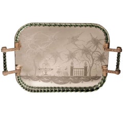 Venetian Mirrored and Clear Glass Tray