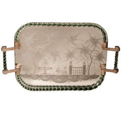 A Fine & Large Venetian Mirrored and Clear Glass Tray 3