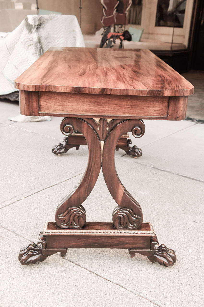 19th Century Late William IV Rosewood and Gilded Library or Writing Table In Good Condition For Sale In Hudson, NY