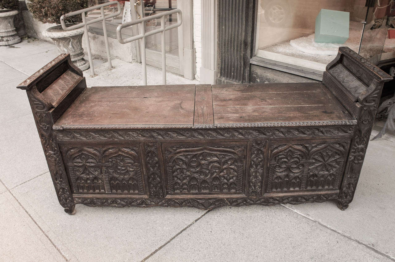 19th Century Jacobean Revival Bench In Good Condition In Hudson, NY