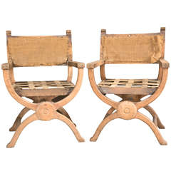 Antique Pair of X-Frame Chairs