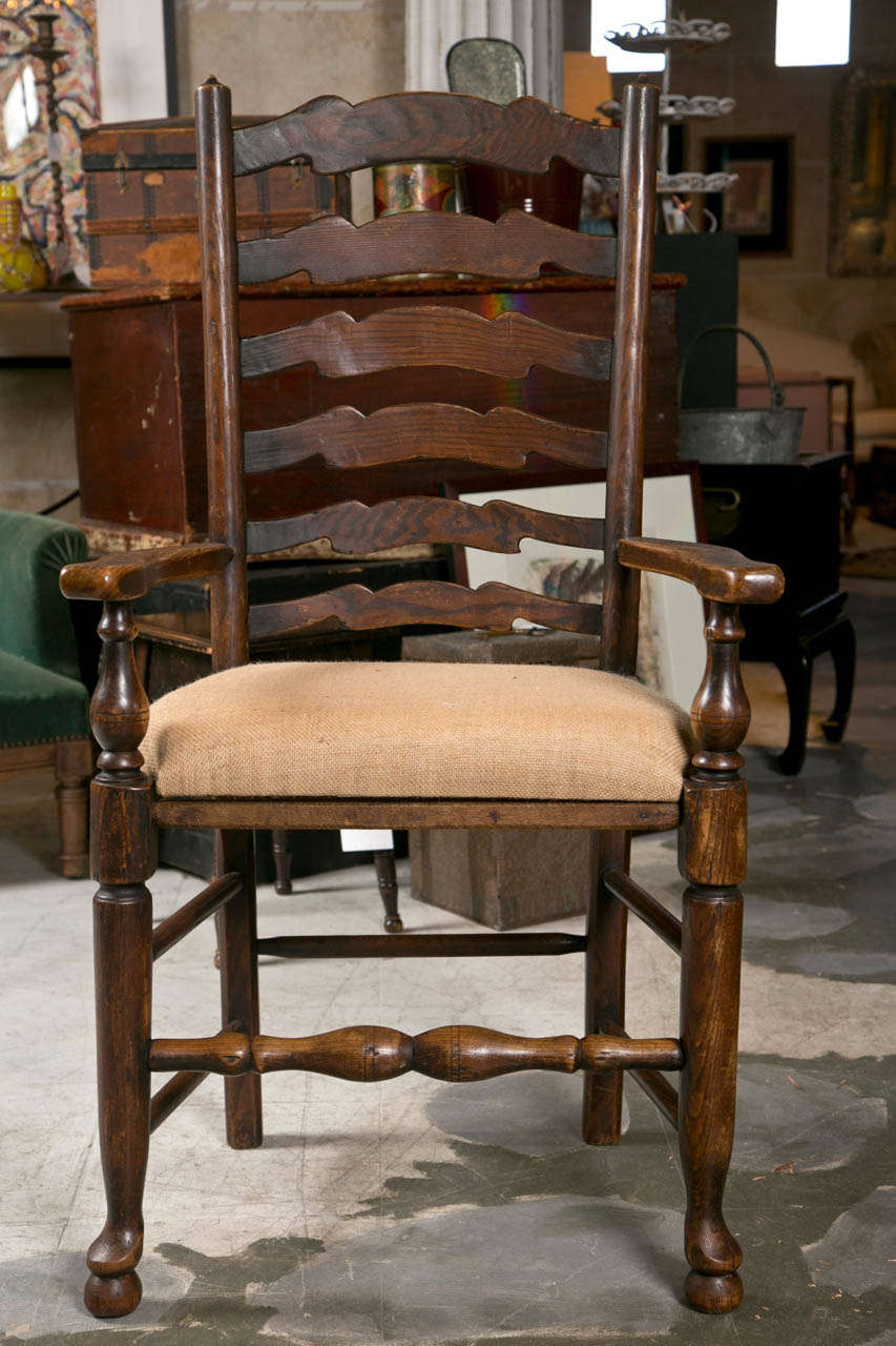 19th c Set of 6 Ladderback Chairs For Sale 2
