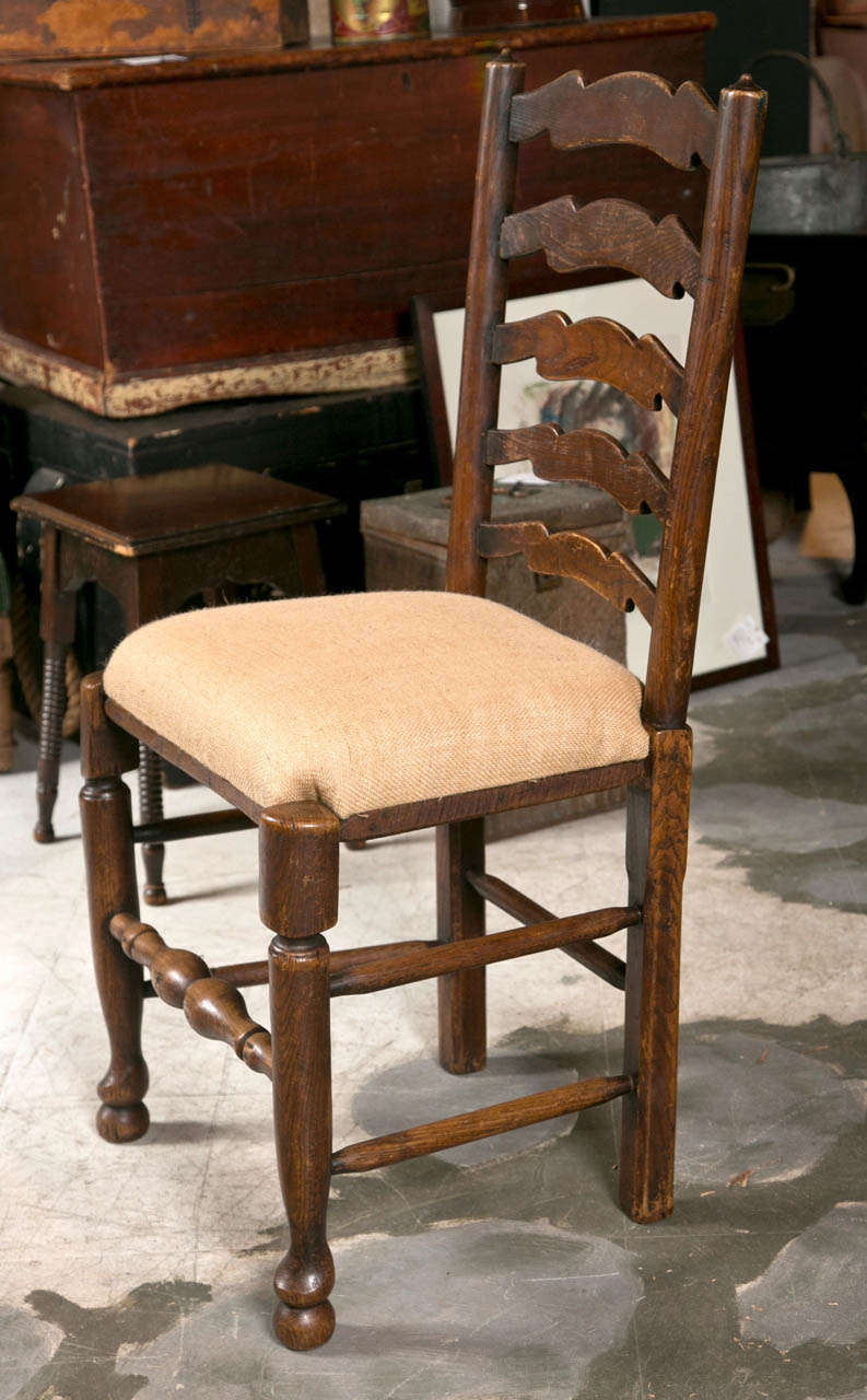 Oak 19th c Set of 6 Ladderback Chairs For Sale
