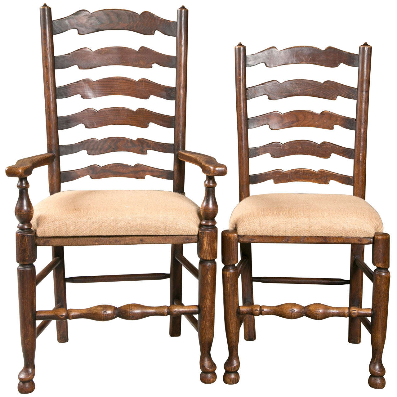 19th c Set of 6 Ladderback Chairs For Sale