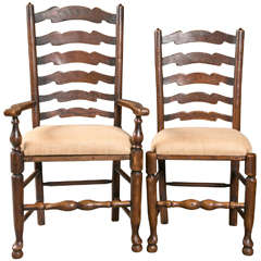 19th c Set of 6 Ladderback Chairs