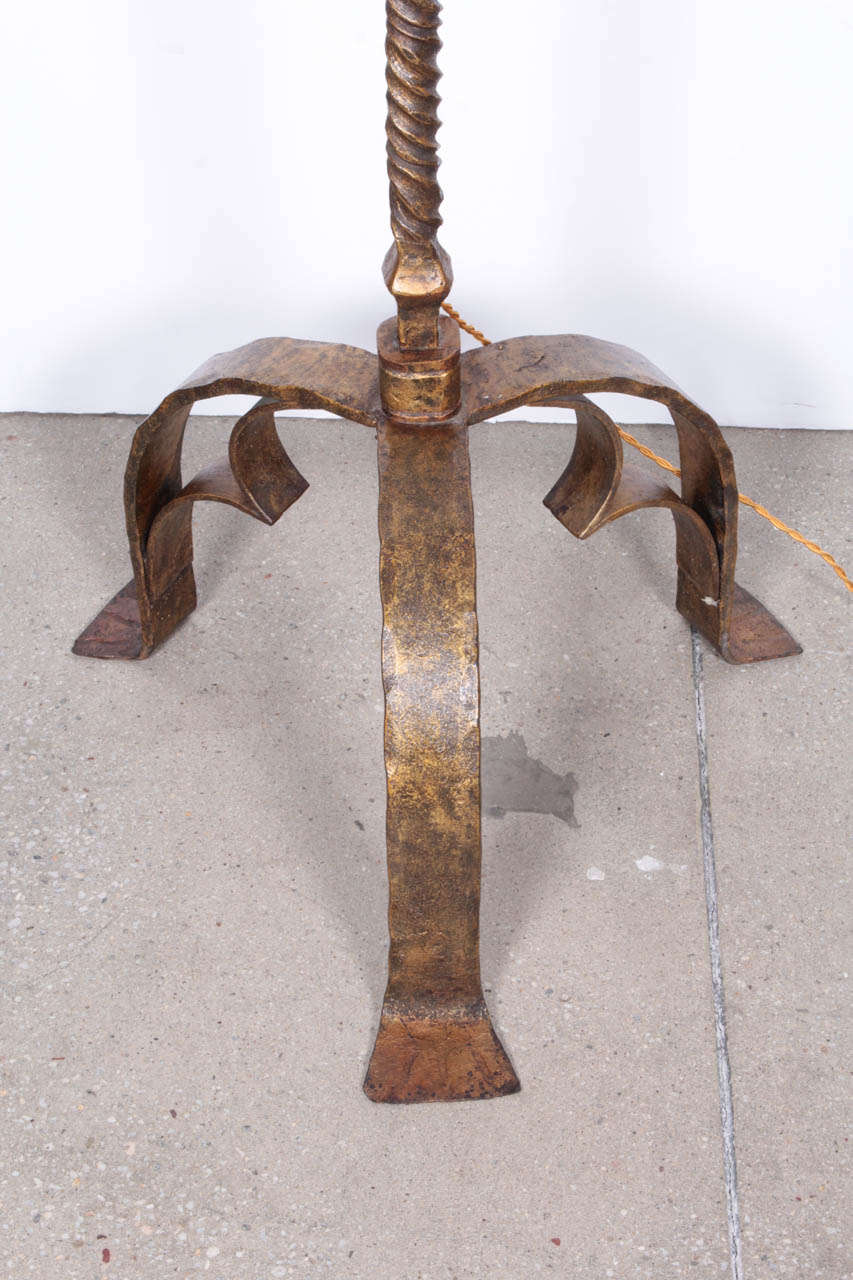 19th Century French Gilt Wrought Iron Floor Lamp 1