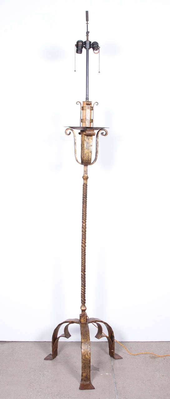 19th Century French Gilt Wrought Iron Floor Lamp 2