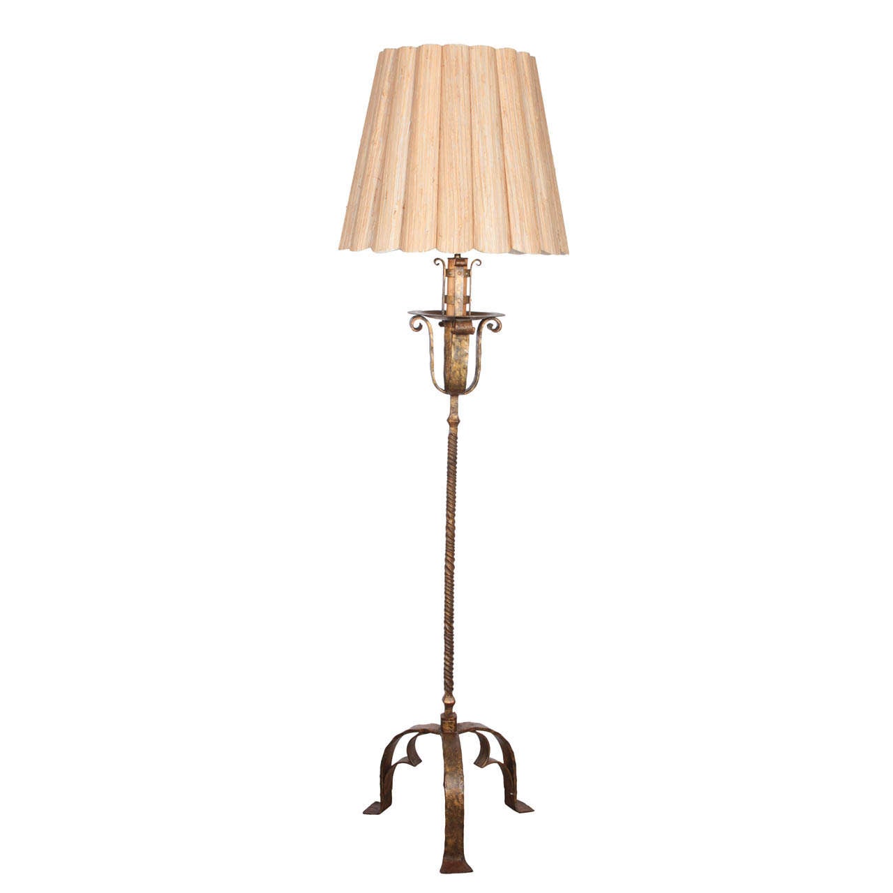 19th Century French Gilt Wrought Iron Floor Lamp