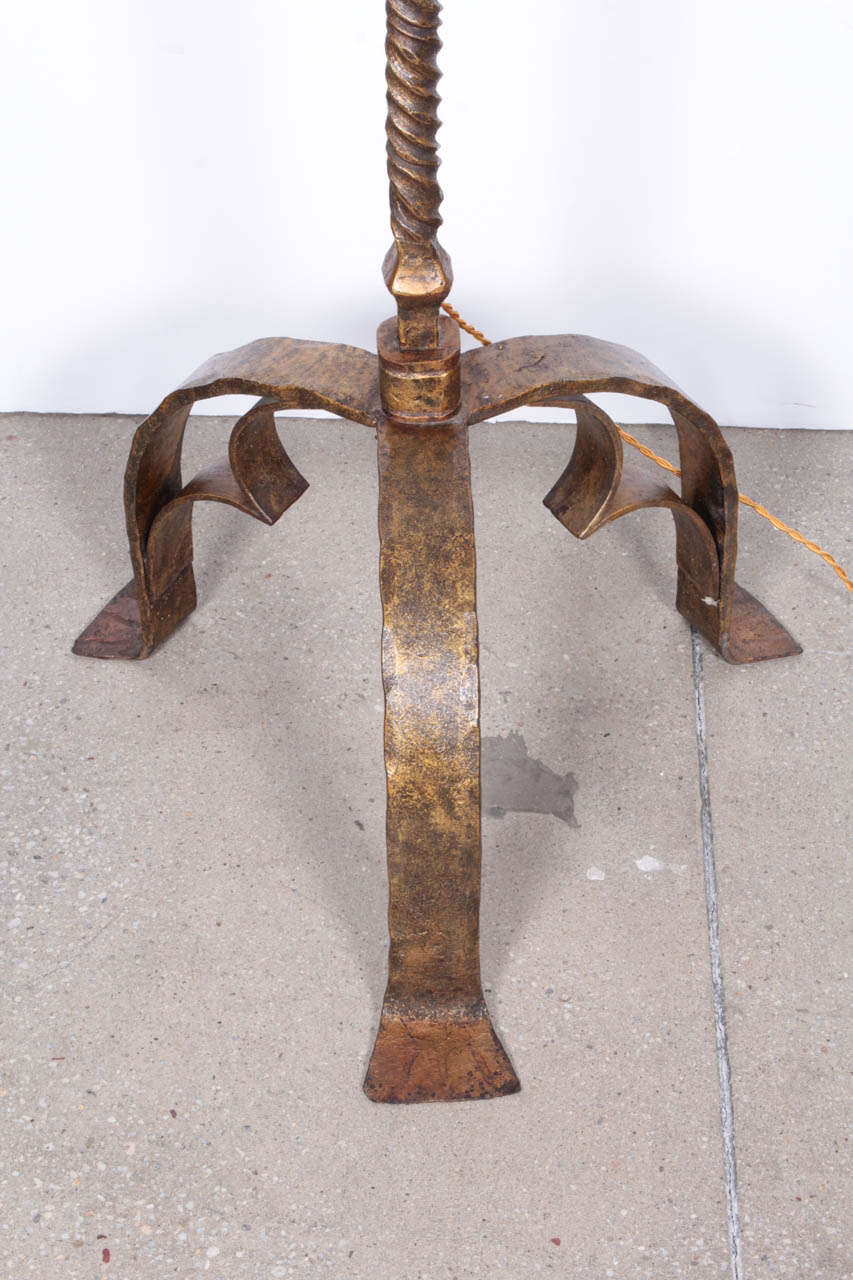 19th Century French Gilt Wrought Iron Floor Lamp For Sale at 1stDibs