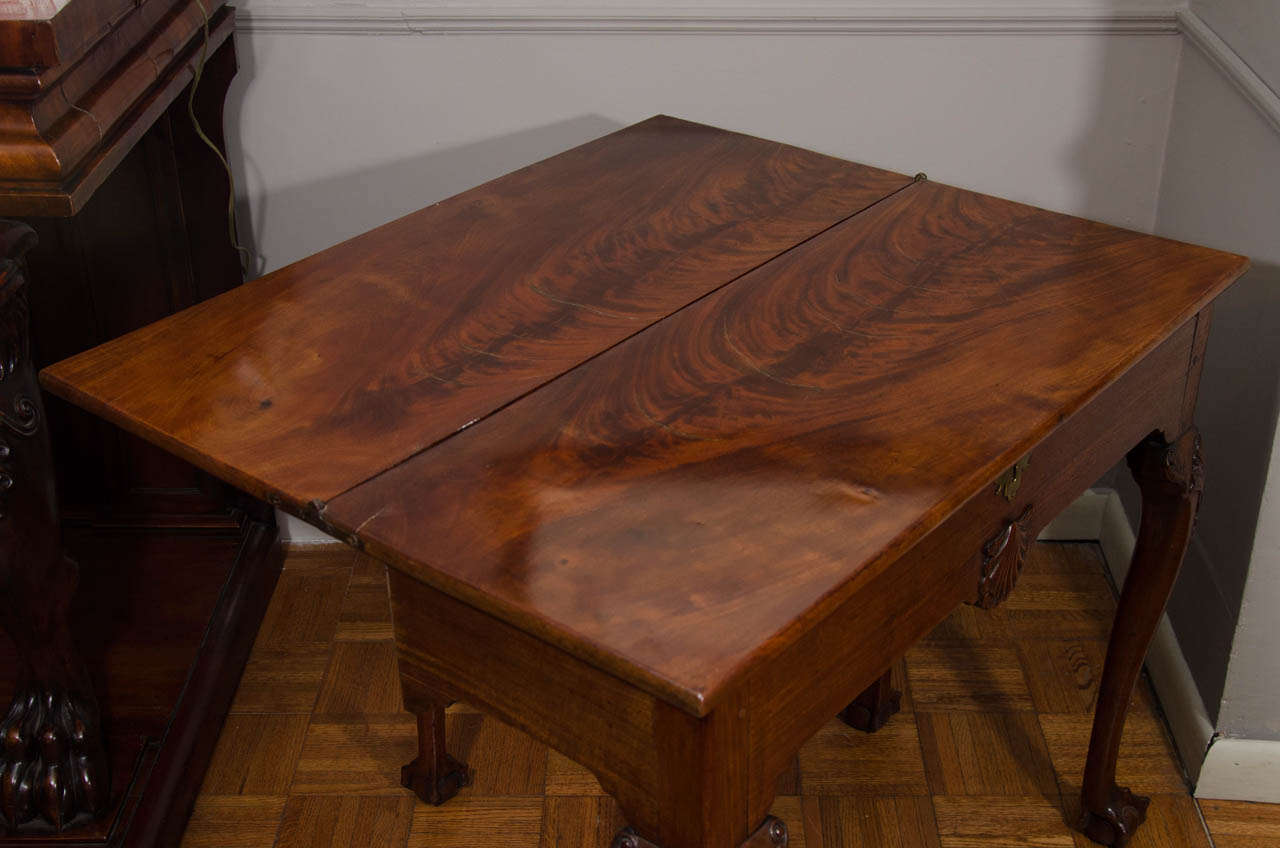 18th century irish mahogany rectangular top fold over card table for