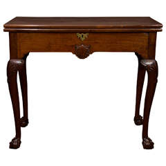 18th Century Irish Mahogany Rectangular Top Fold Over Card Table