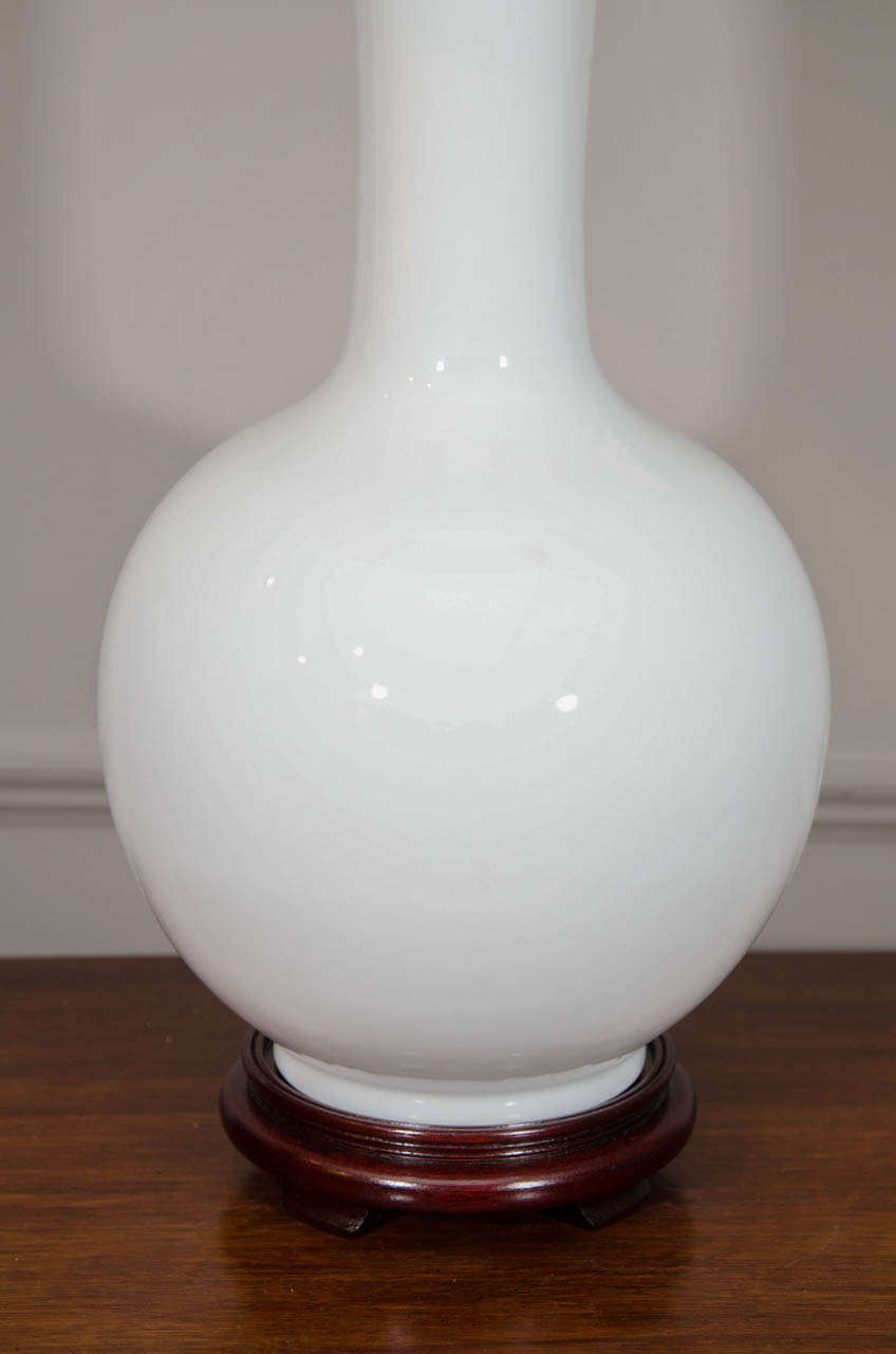 Porcelain Pair of Chinese Blanc De Chin Globular Lamps