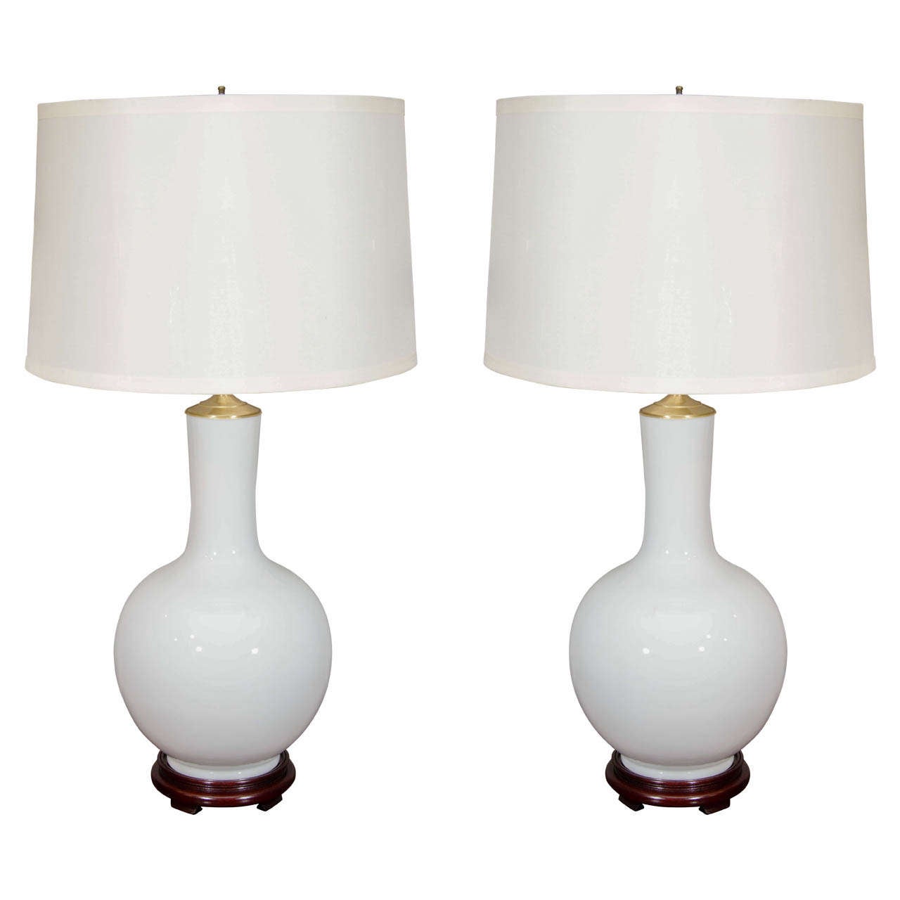 Pair of Chinese Blanc De Chin Globular Lamps