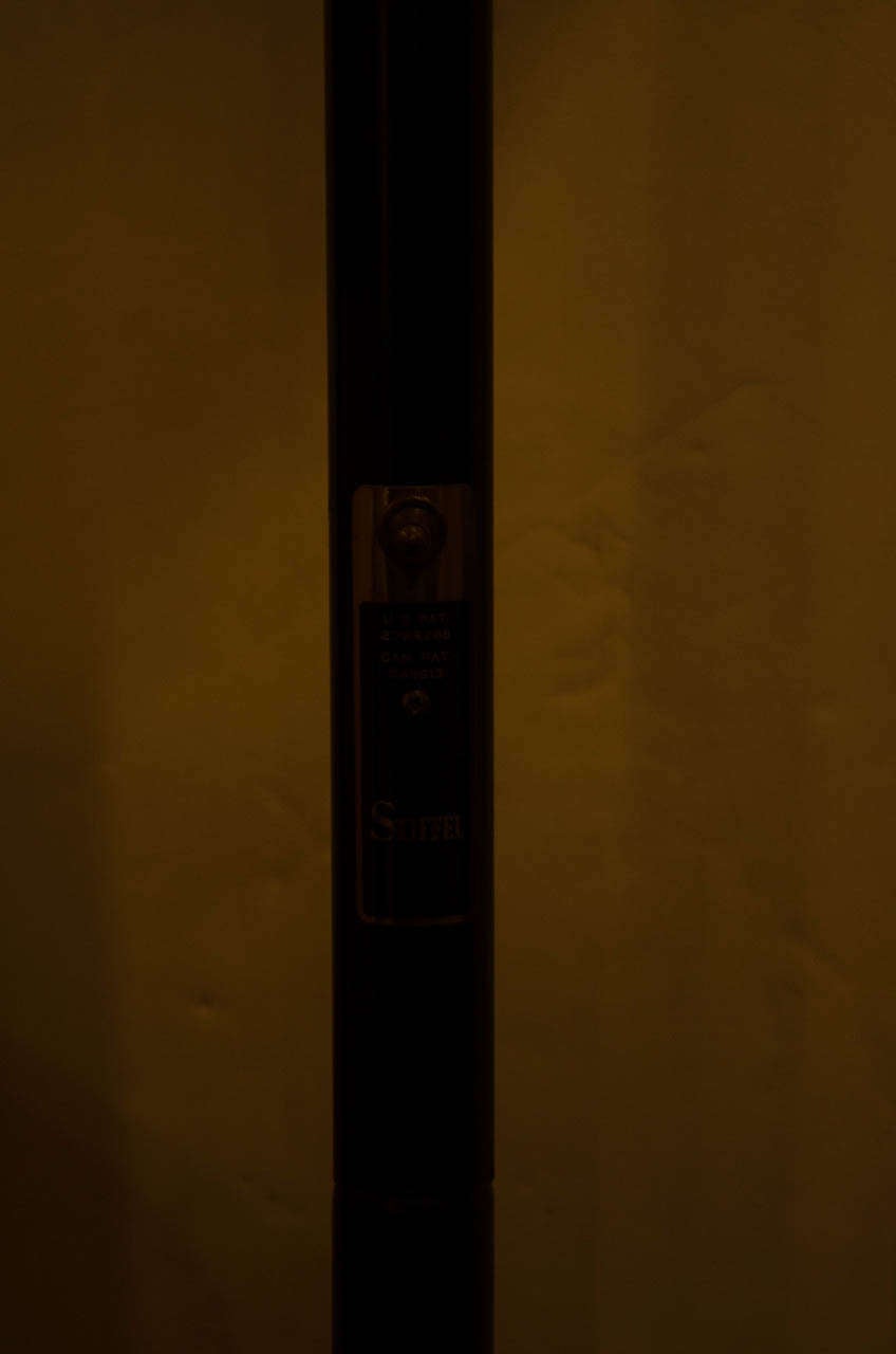 Mid Century Modern Brass & Black Enamel Floor Lamp w/Tension Pole by Stiffel In Excellent Condition In Fort Lauderdale, FL