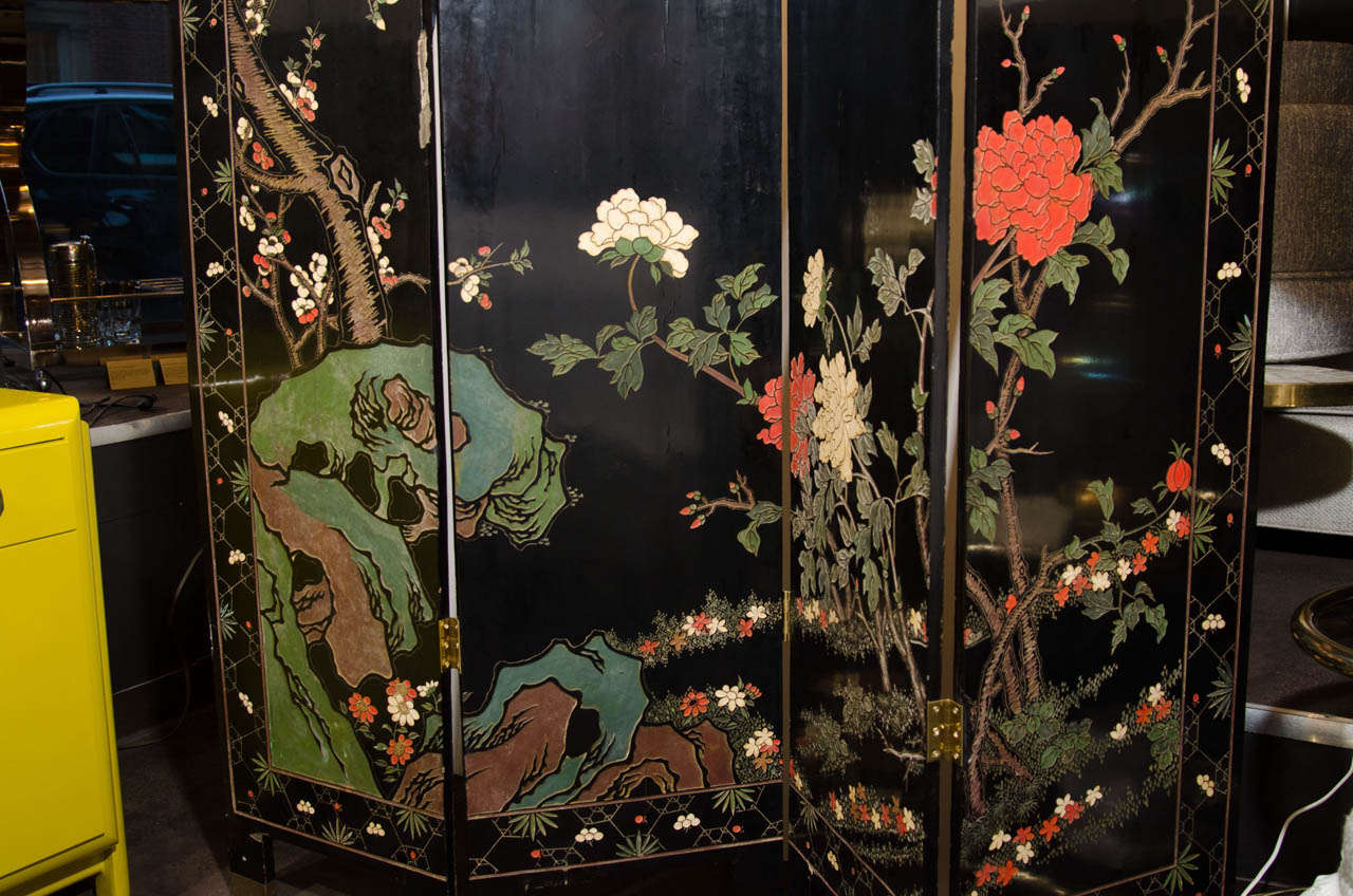 Paravent japonais ancien rare et exceptionnel avec motifs sculptés à la main 5