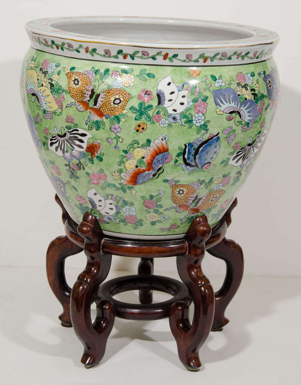 Exquisite Chinese Antique Famille Verte Porcelain FIsh Bowl / Jardiniere 1