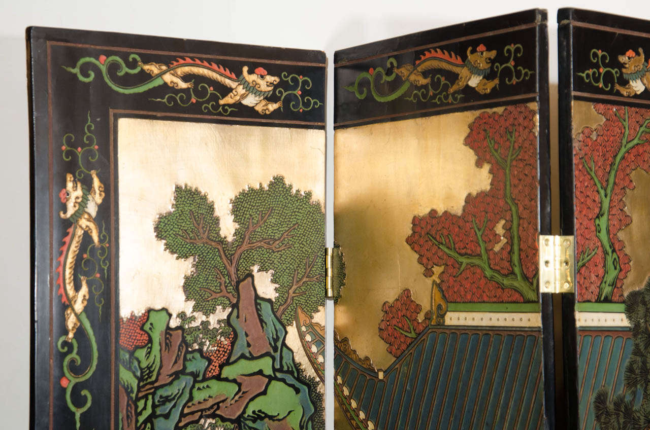 Rare and Exceptional Antique Japanese Screen with Hand Carved Designs