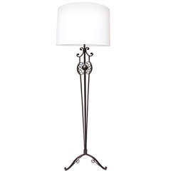 1940s French Art Moderne Hand-Wrought Iron Floor Lamp 6