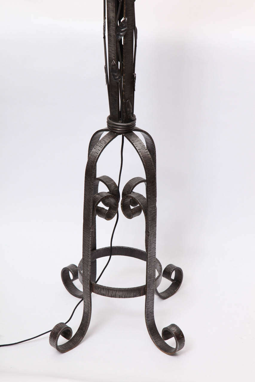 20th Century A 1920's Art Deco Wrought Iron Floor Lamp By John Salterini