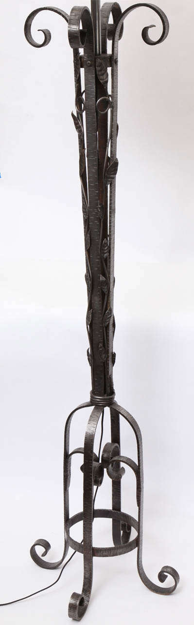 A 1920's Art Deco Wrought Iron Floor Lamp By John Salterini In Excellent Condition In New York, NY