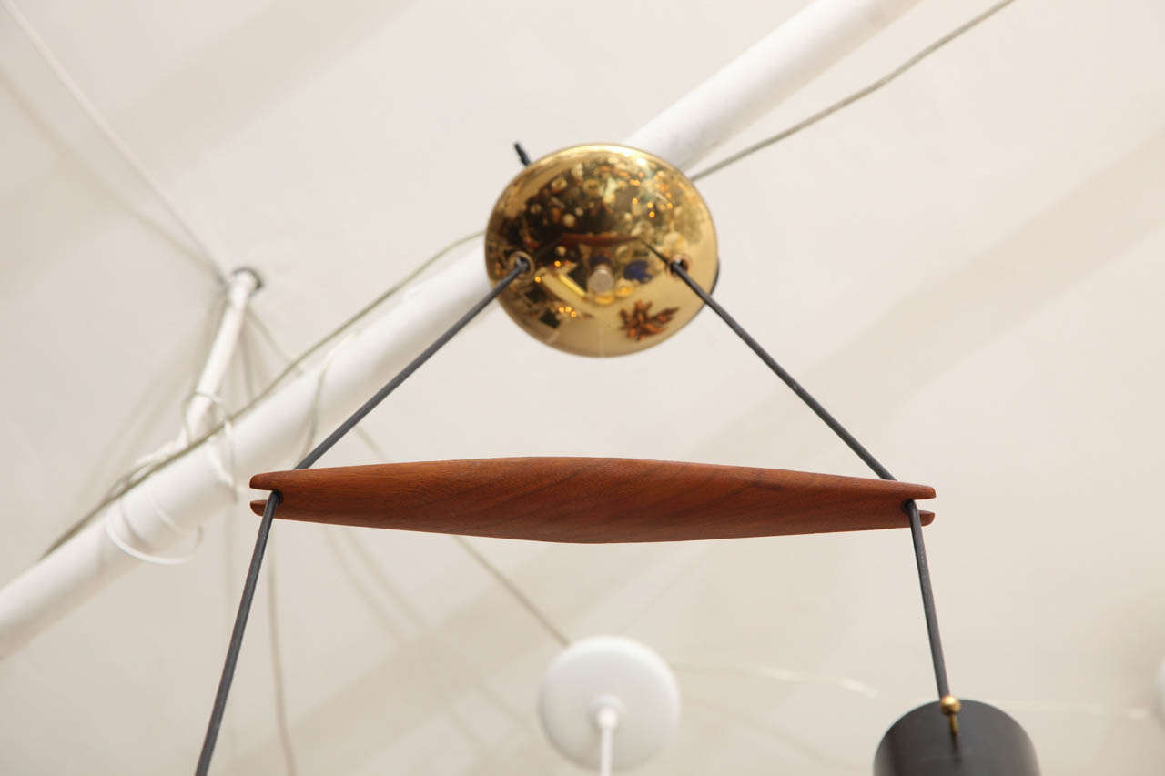 Metal 1950s Italian Modernist Ceiling Fixture with Murano Glass Globes