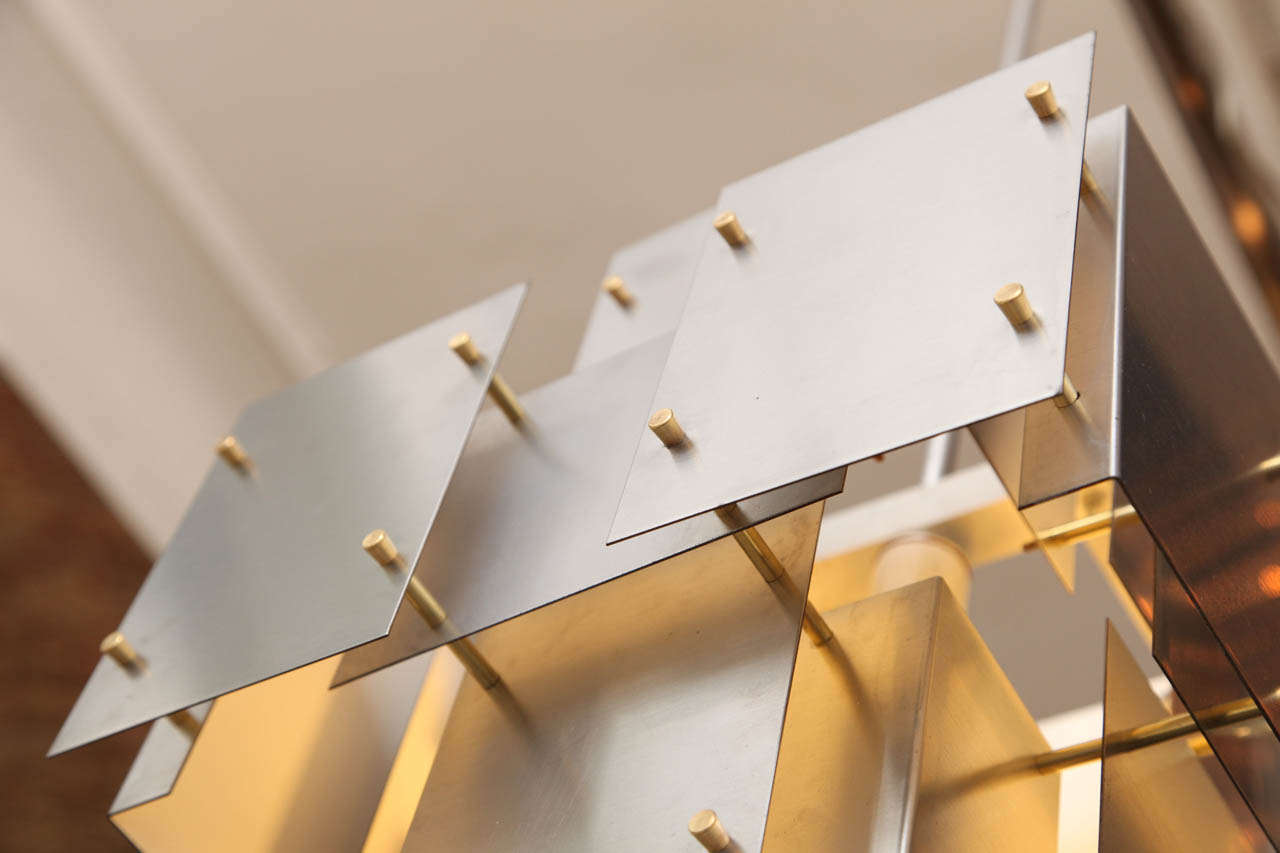 Brass 1960s Modernist Architectural Ceiling Fixture by Sonneman