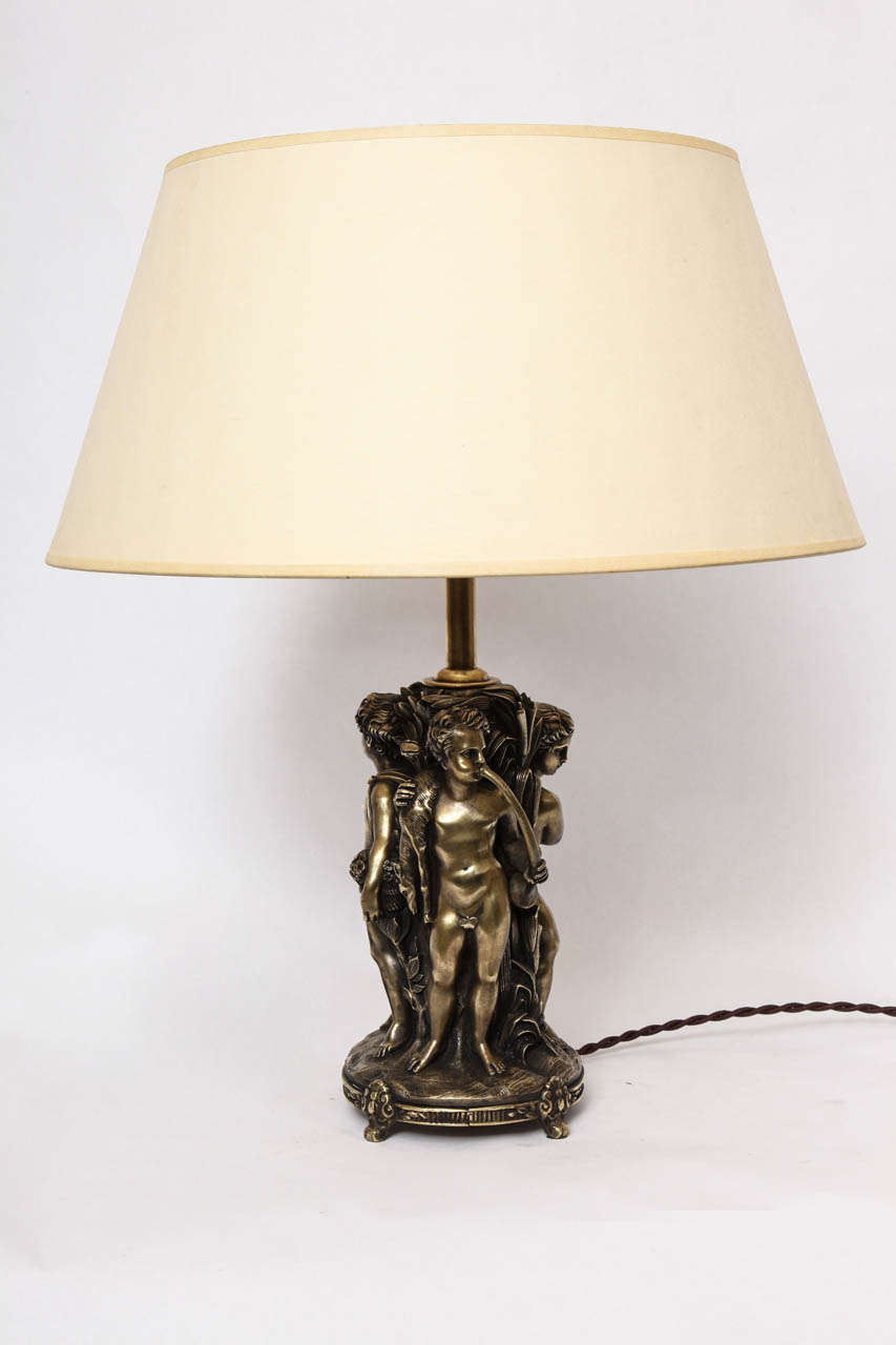 French Table Lamp Art Deco Bronze figurative France 1920's For Sale