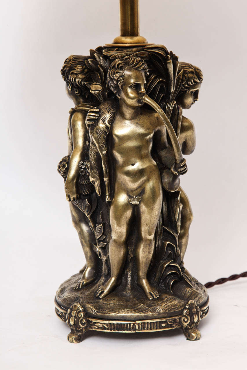 Table Lamp Art Deco Bronze figurative France 1920's In Good Condition For Sale In New York, NY