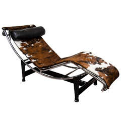 A Mid Century Le Corbusier LC4 Lounge Chair in Cowhide