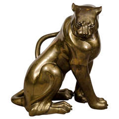 A Mid Century Brass Sculpture of a Panther 4