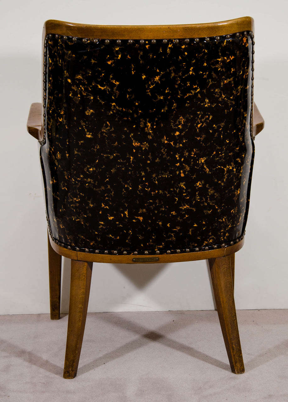 Textile  Great Hollywood Regency Pair of Armchairs in a Patent Tortoise Shell Upholstery For Sale