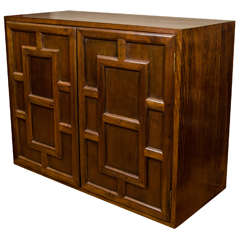 A Mid Century Signed Exotic Wood Two-Door Cabinet