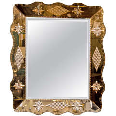 Art Deco Mirror with Light Copper Colored Frame