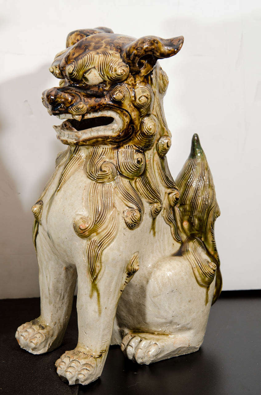 19th Century A Pair of Late Edo Period Sculptural Japanese Porcelain Foo Dogs