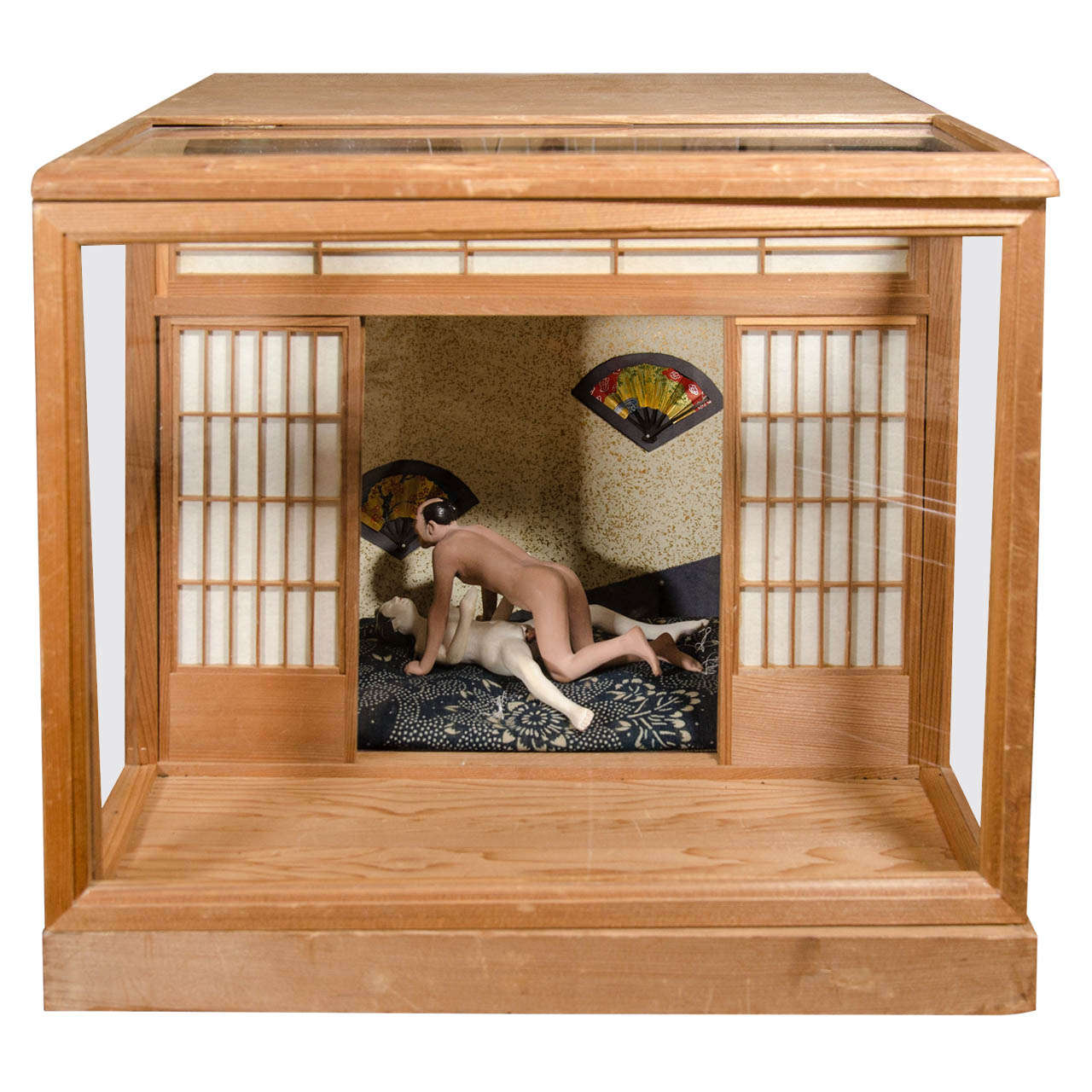 A Japanese Erotic or Shunga Ningyo Light Box from the Meiji Period