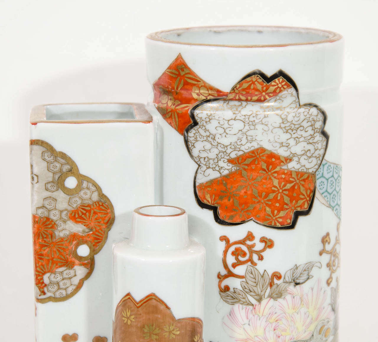 20th Century Japanese Porcelain Satsuma Three Ways Vase