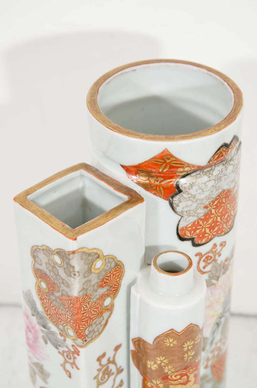 Japanese Porcelain Satsuma Three Ways Vase 3