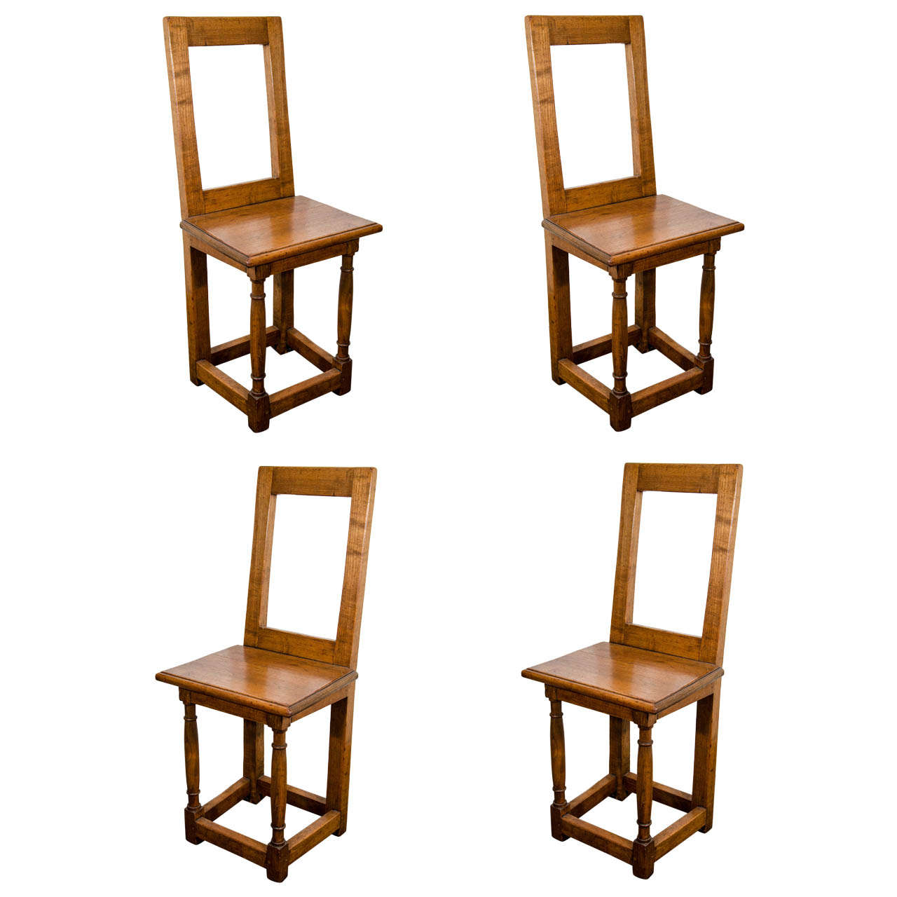 Set of Four Italian 19th Century Wood Dining Chairs