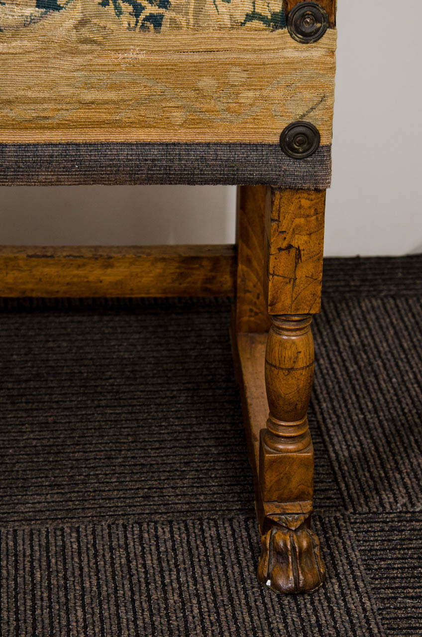 A 19th Century Carved Wooden Armchair with Tapestry Upholstery 1