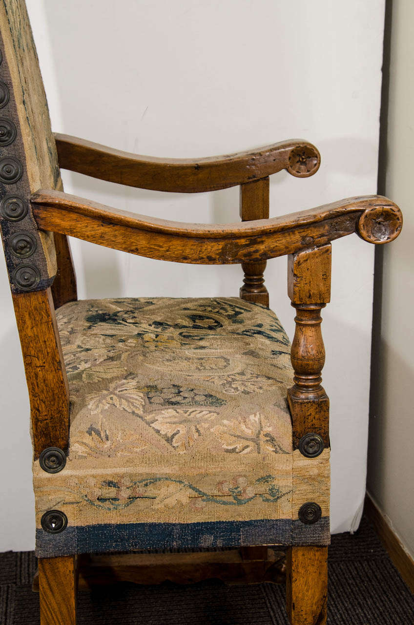 A 19th Century Carved Wooden Armchair with Tapestry Upholstery 3