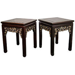 A Mid Century Pair of Chinese Rosewood End or Side Tables