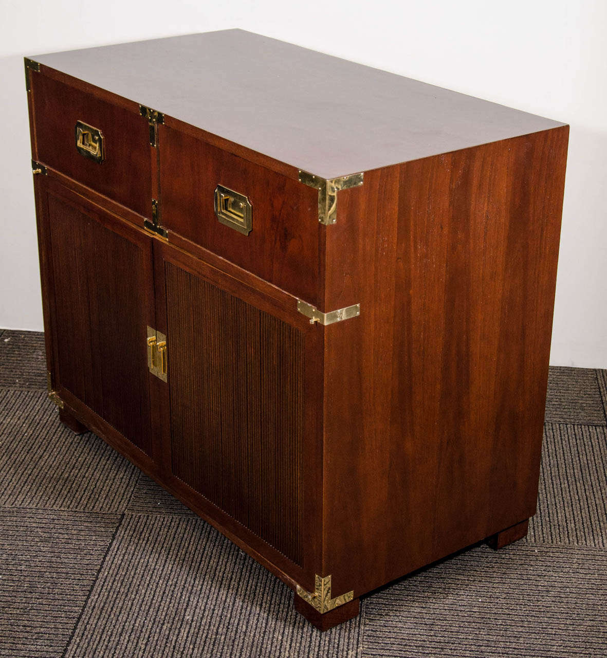 A Mid Century Pair of Mahogany and Brass Campaign Chests