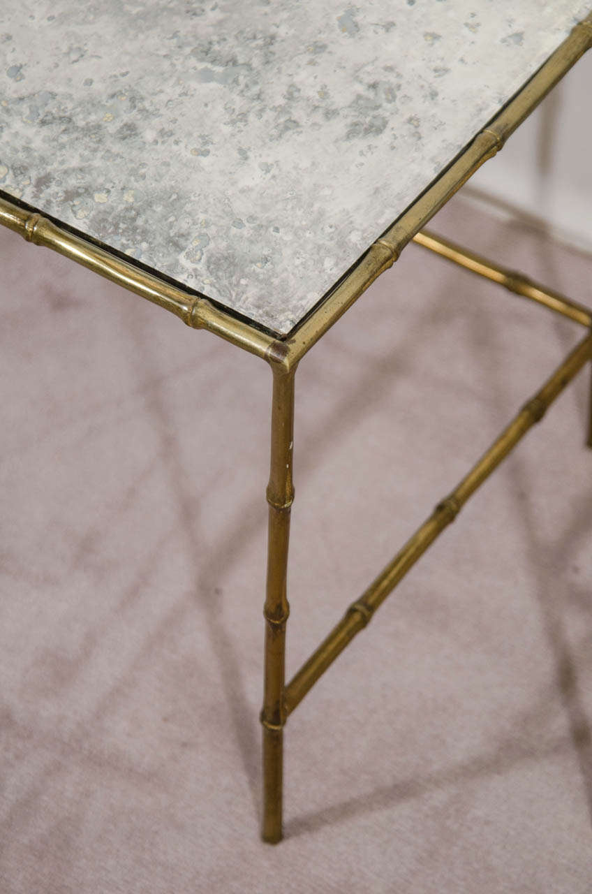 Pair Brass Glass Nesting, Side or End Tables after Designer Maison