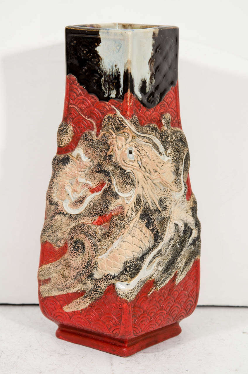 A Vintage Ceramic Japanese Vase with Raised Dragon at 1stDibs japanese dragon vase, dragon