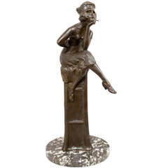 Art Deco Bronze Figure of a Tart