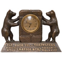 Amusing Figural Advertising Bronze Clock with Bears, ca 1920's