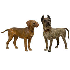 Two Large Cold Painted Vienna Bronze Dogs