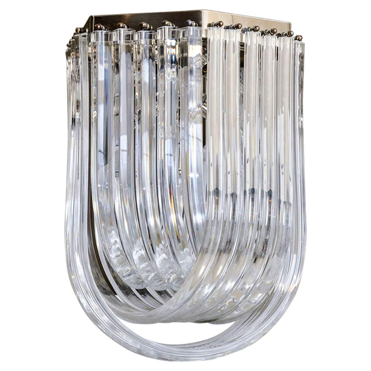 Attractive Vintage Clear Lucite Loop Chandelier